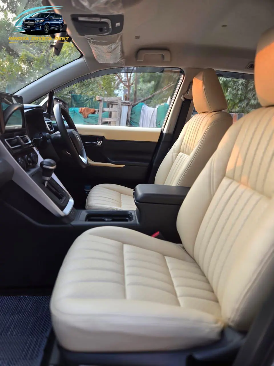 Toyota Innova Crysta premium front cabin with comfortable leather seats